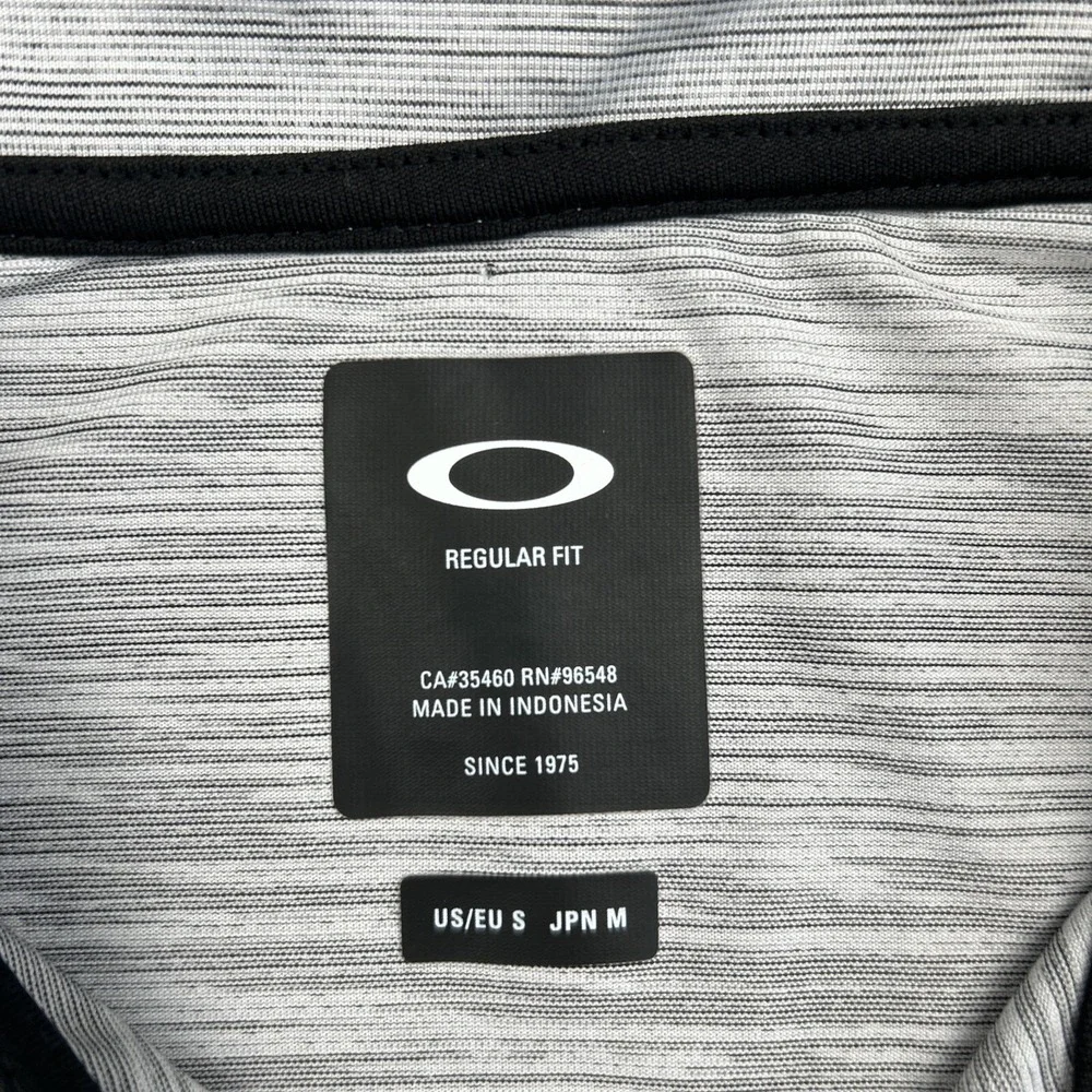 Oakley Regular‎ Fit Mens Small Golf Polo Short Sleeve Shirt Gray Black *READ*